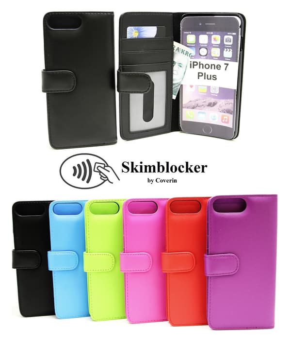 Skimblocker Plånboksfodral iPhone 7 Plus Hotpink