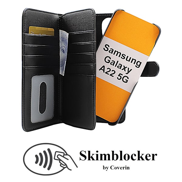 Skimblocker XL Magnet Fodral Samsung Galaxy A22 5G Svart