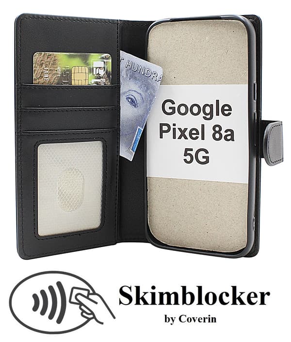 Skimblocker Google Pixel 8a 5G Magnet Plånboksfodral Petrol