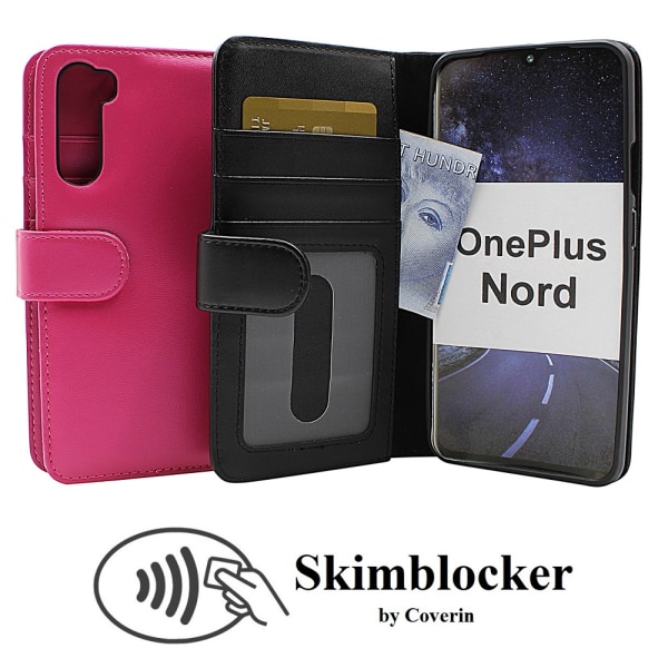 Skimblocker Plånboksfodral OnePlus Nord (Svart) Hotpink