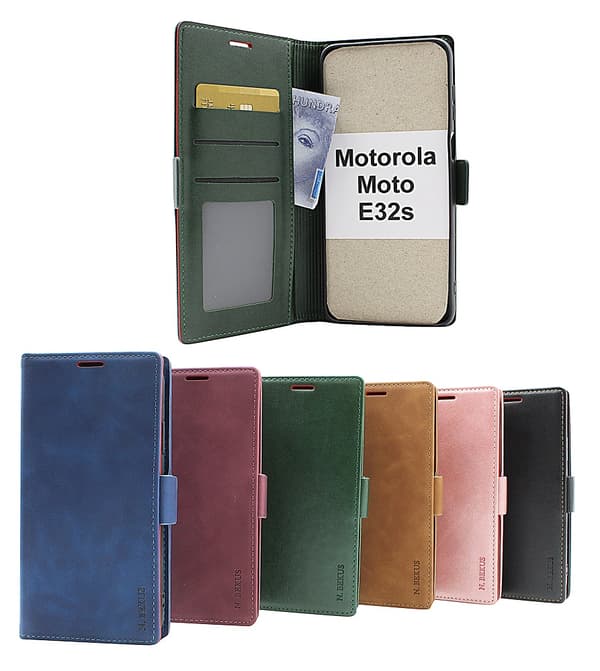 Lyx Standcase Wallet Motorola Moto E32s Svart