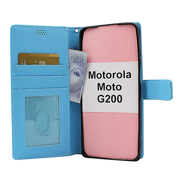 New Standcase Wallet Motorola Moto G200 Ljusblå