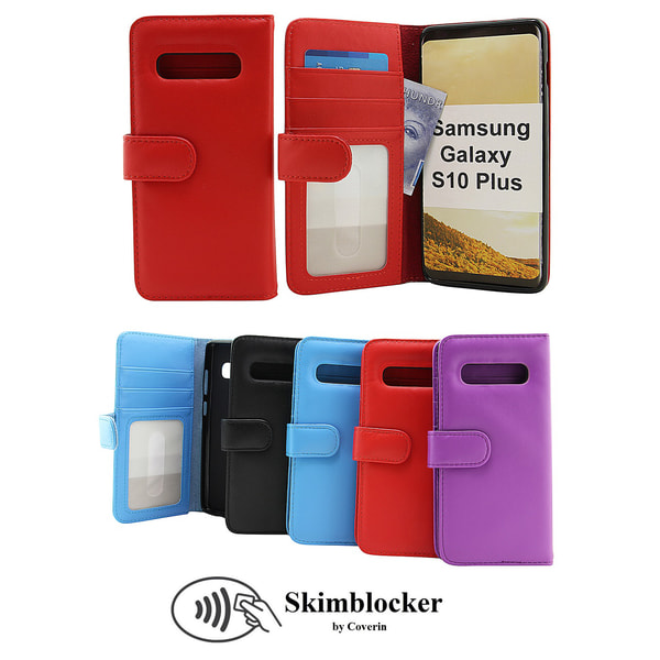 Skimblocker Plånboksfodral Samsung Galaxy S10 Plus (G975F) Ljusblå