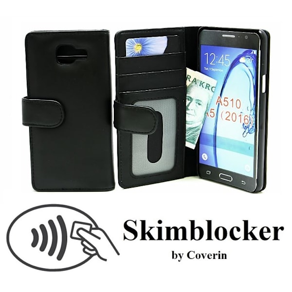 Skimblocker Plånboksfodral Samsung Galaxy A5 2016 (A510F) Svart