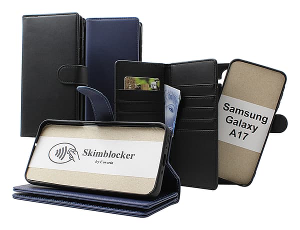 Skimblocker Samsung Galaxy A17 XL Magnet Plånboksfodral Mörkblå