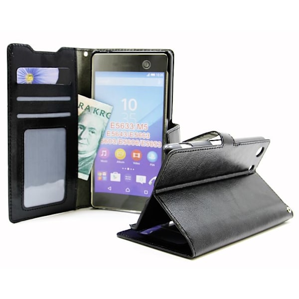 Crazy Horse Wallet Sony Xperia M5 (E5603 / E5633) Svart