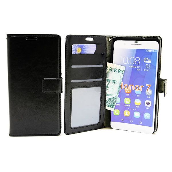 Crazy Horse Wallet Huawei Honor 7 Svart