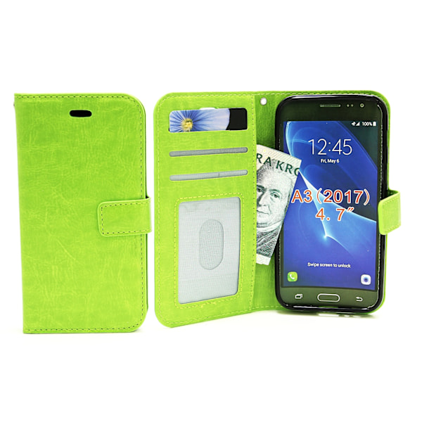 Crazy Horse Wallet Samsung Galaxy A3 2017 (A320F) Grön