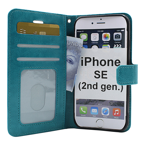 Crazy Horse Wallet iPhone SE (2nd Generation) Turkos G642