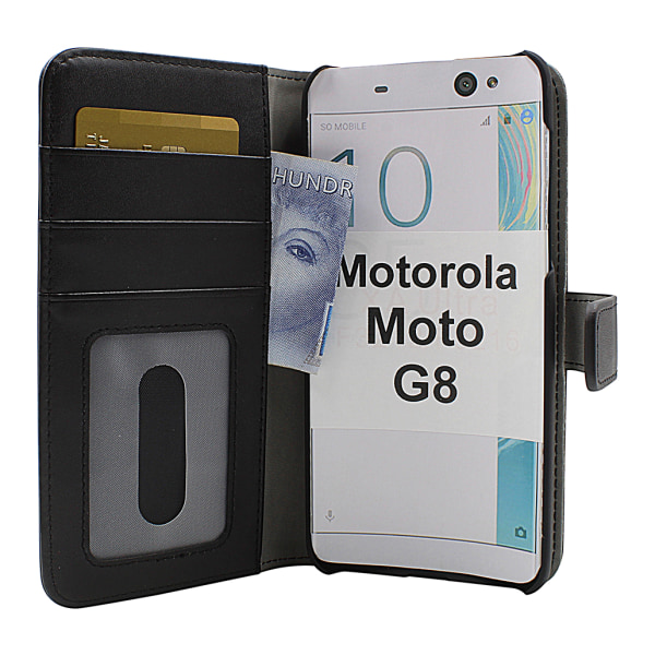 Skimblocker Magnet Wallet Motorola Moto G8 (Svart)