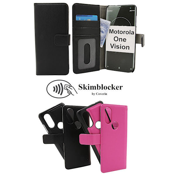 Skimblocker Magnet Wallet Motorola One Vision Svart