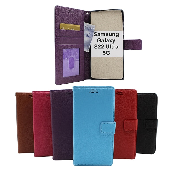 New Standcase Wallet Samsung Galaxy S22 Ultra 5G Ljusblå