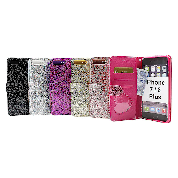 Standcase Glitter Wallet iPhone 7 Plus / 8 Plus Hotpink