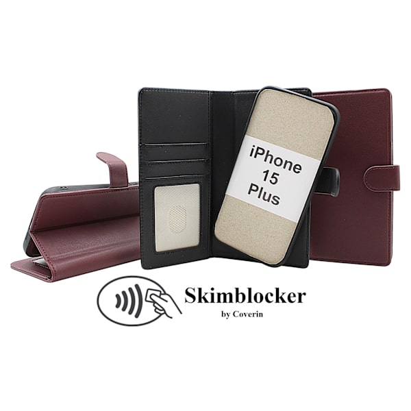 Skimblocker iPhone 15 Plus Magnet Plånboksfodral Svart