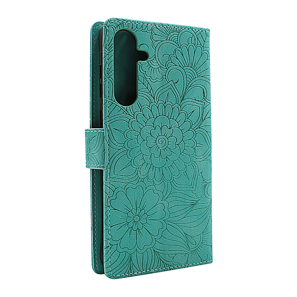 Flower Standcase Wallet Samsung Galaxy A55 5G Blå