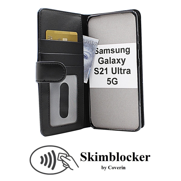 Skimblocker Plånboksfodral Samsung Galaxy S21 Ultra 5G Hotpink