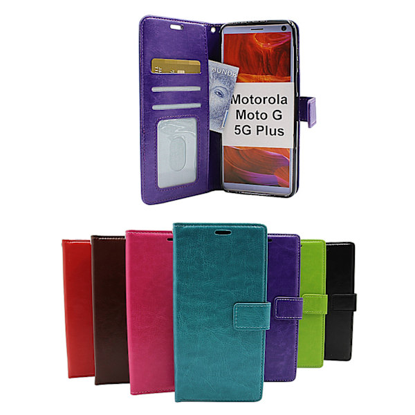 Crazy Horse Wallet Moto G 5G Plus (Svart) Lila