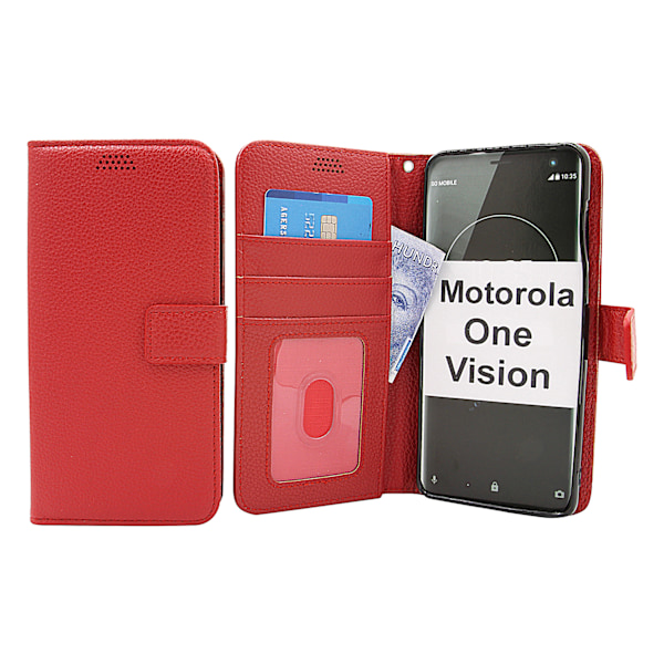 New Standcase Wallet Motorola One Vision Röd