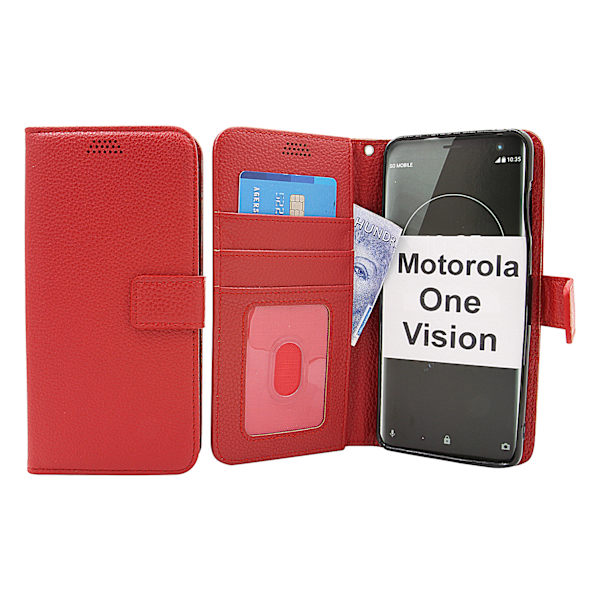 New Standcase Wallet Motorola One Vision Röd