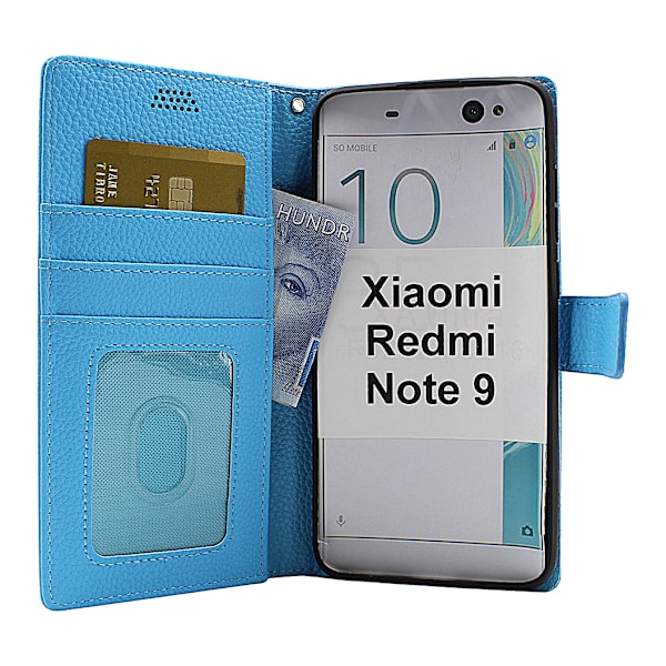 New Standcase Wallet Xiaomi Redmi Note 9 Ljusblå