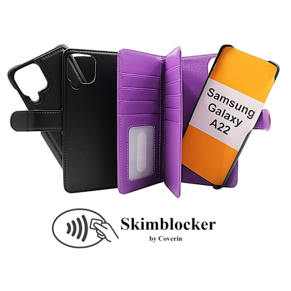 Skimblocker XL Magnet Fodral Samsung Galaxy A22 (A225F/DS) Lila