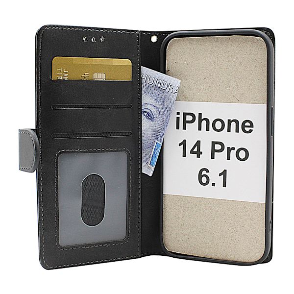 Zipper Standcase Wallet iPhone 14 Pro (6.1) Grå