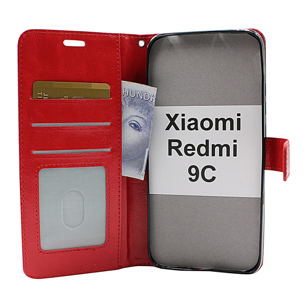 Crazy Horse Wallet Xiaomi Redmi 9C Röd