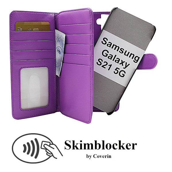 Skimblocker XL Magnet Fodral Samsung Galaxy S21 5G (G991B) Lila