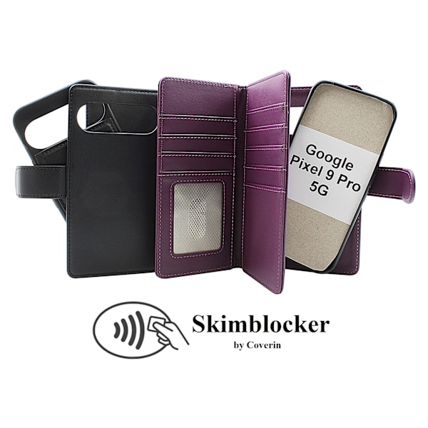 Skimblocker Google Pixel 9 Pro 5G XL Magnet Plånboksfodral Svart
