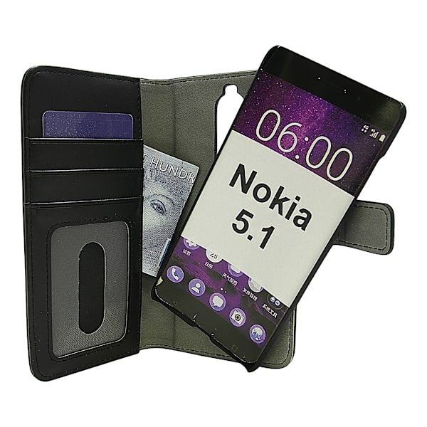 Skimblocker Magnet Wallet Nokia 5.1 Svart