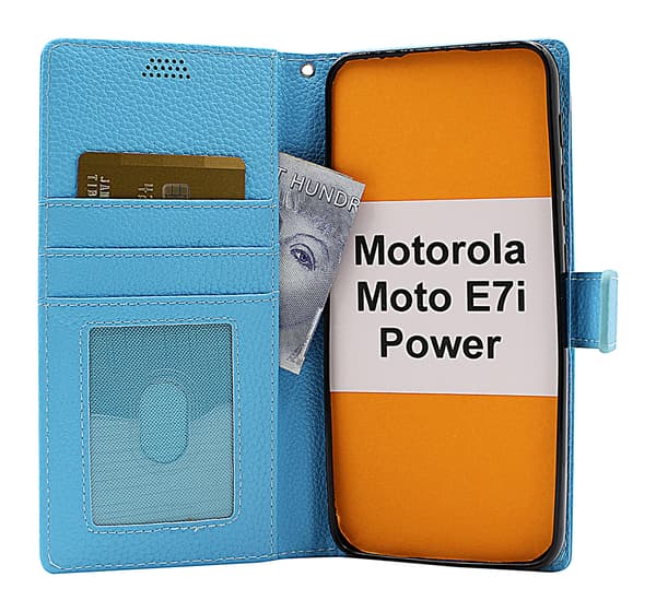 New Standcase Wallet Motorola Moto E7i Power Ljusblå