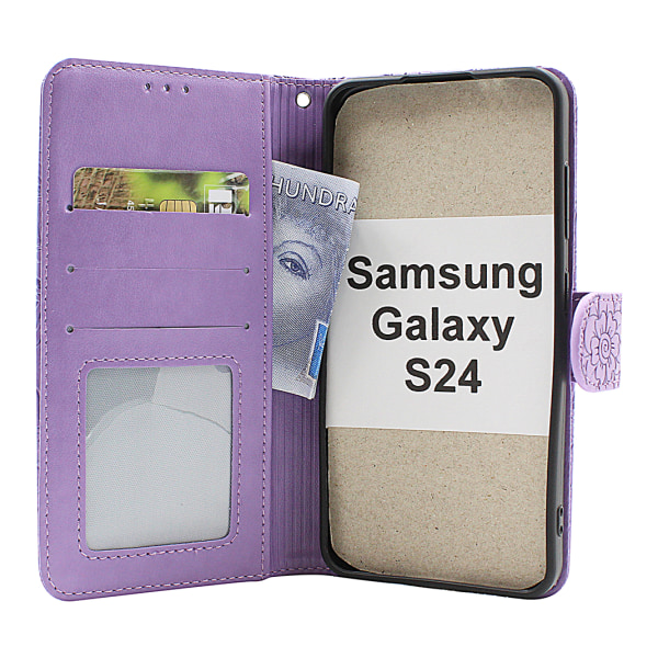 Flower Standcase Wallet Samsung Galaxy S24 5G (SM-S921B/DS) Aqua