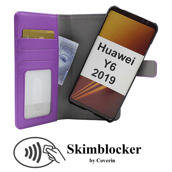 Skimblocker Magnet Wallet Huawei Y6 2019 Lila