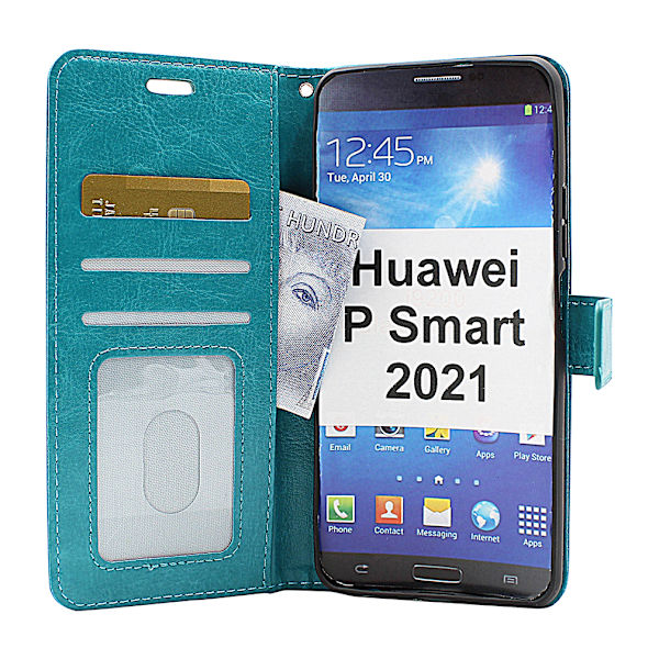 Crazy Horse Wallet Huawei P Smart 2021 Svart