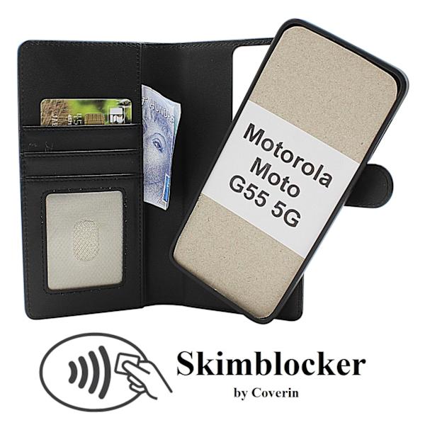 Skimblocker Motorola Moto G55 5G Magnet Plånboksfodral Svart