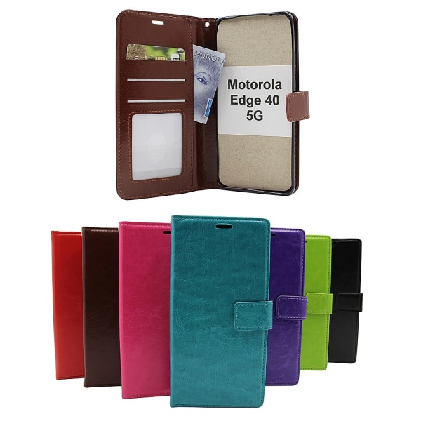 Crazy Horse Wallet Motorola Edge 40 5G Brun