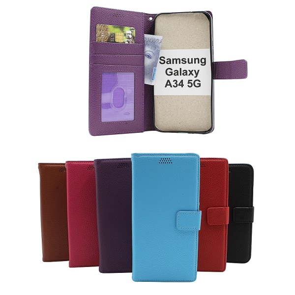 New Standcase Wallet Samsung Galaxy A34 5G Brun