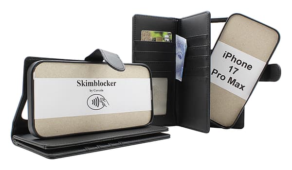 Skimblocker iPhone 17 Pro Max XL Magnet Plånboksfodral Mörkblå