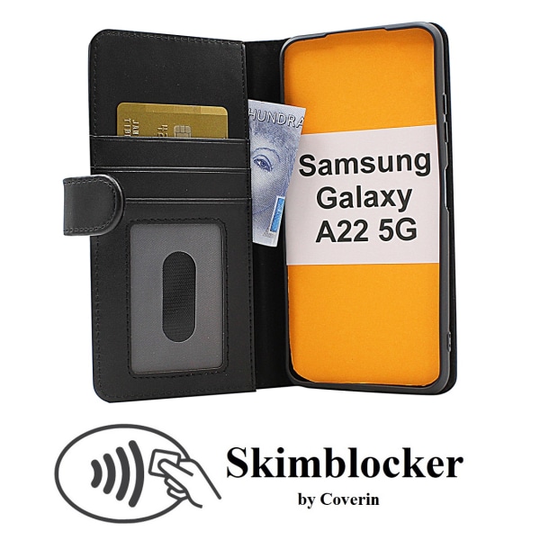 Skimblocker Plånboksfodral Samsung Galaxy A22 5G (SM-A226B) Svart