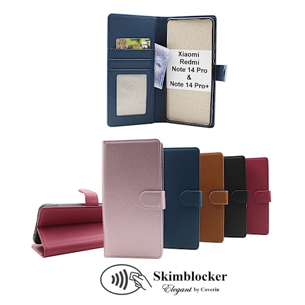 Skimblocker Xiaomi Redmi Note 14 Pro/14 Pro+ Plånboksfodral Brun