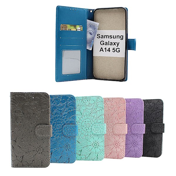 Flower Standcase Wallet Samsung Galaxy A14 5G Lila