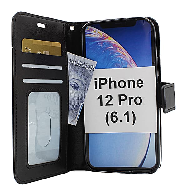 Crazy Horse Wallet iPhone 12 Pro (6.1) (Svart) Röd