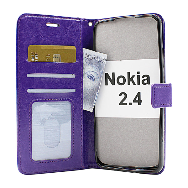 Crazy Horse Wallet Nokia 2.4 Röd
