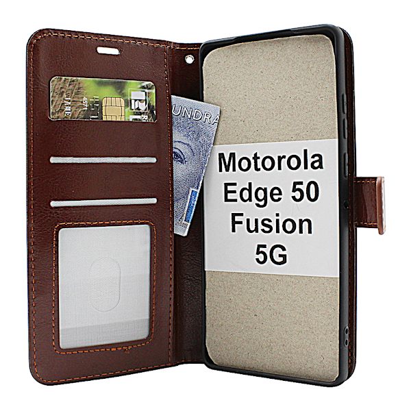 Crazy Horse Motorola Edge 50 Fusion 5G Plånboksfodral Svart