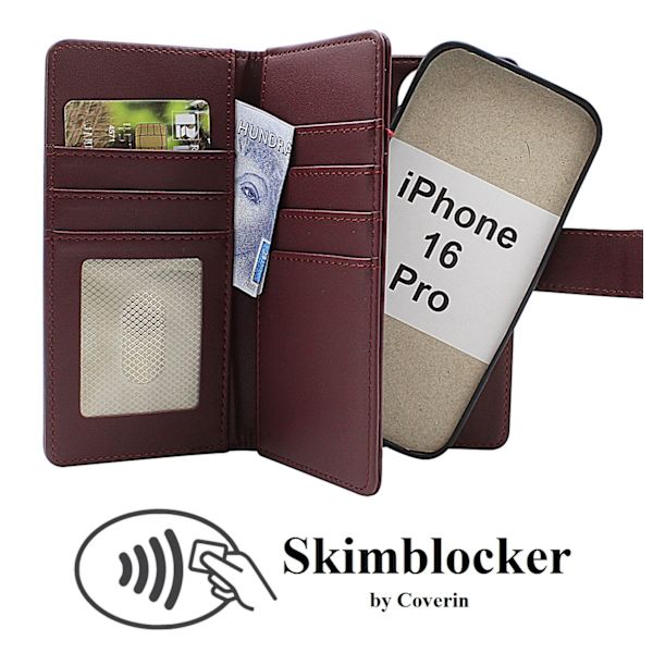Skimblocker iPhone 16 Pro XL Magnet Plånboksfodral Svart