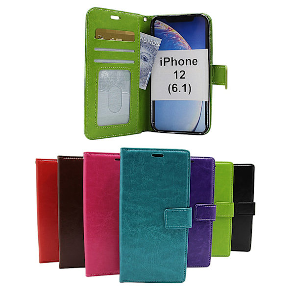 Crazy Horse Wallet iPhone 12 (6.1) (Svart) Brun