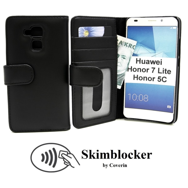 Skimblocker Plånboksfodral Huawei Honor 7 Lite (NEM-L21) (Svart)