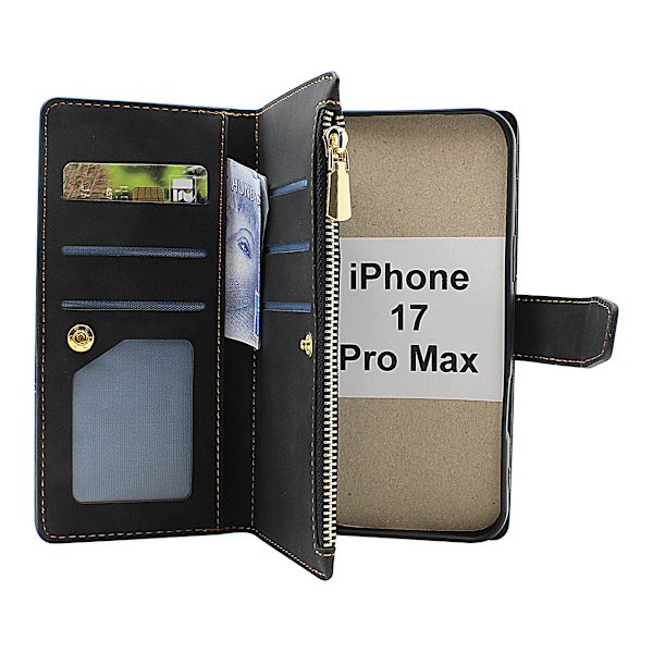 XL iPhone 17 Pro Max Lyx Plånboksfodral Mörkblå