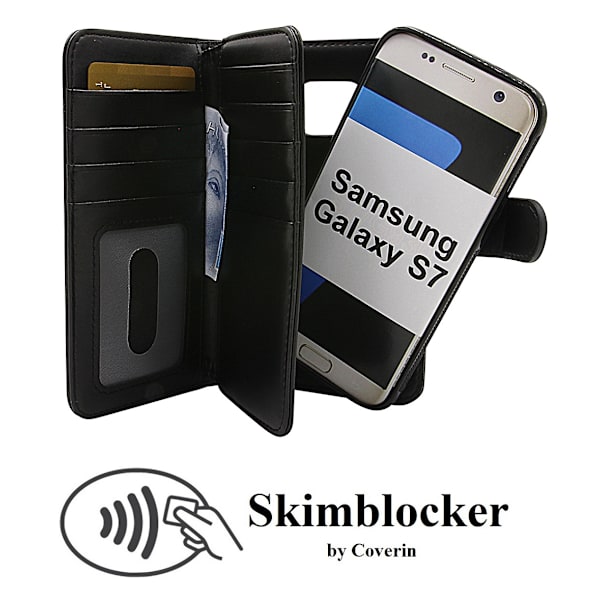 Skimblocker XL Magnet Wallet Samsung Galaxy S7 (G930F) Svart
