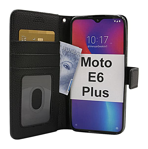 New Standcase Wallet Motorola Moto E6 Plus Svart